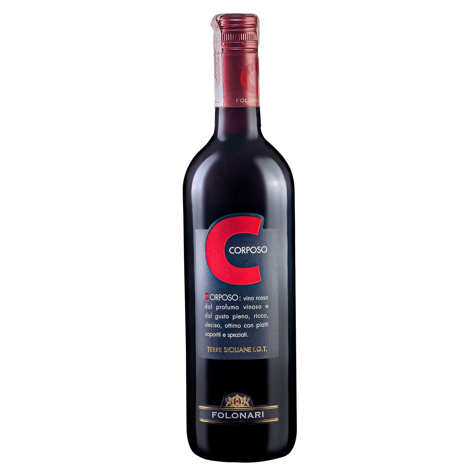 Вино Фолонари Корпозо Сицилия IGT чер сух 12,5% 0,75л